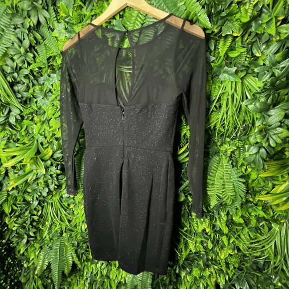 DEAR MOON Women Dress 3‎ Black Formal Mini illusion Neckline Fitted Party  0655 - Picture 7 of 12